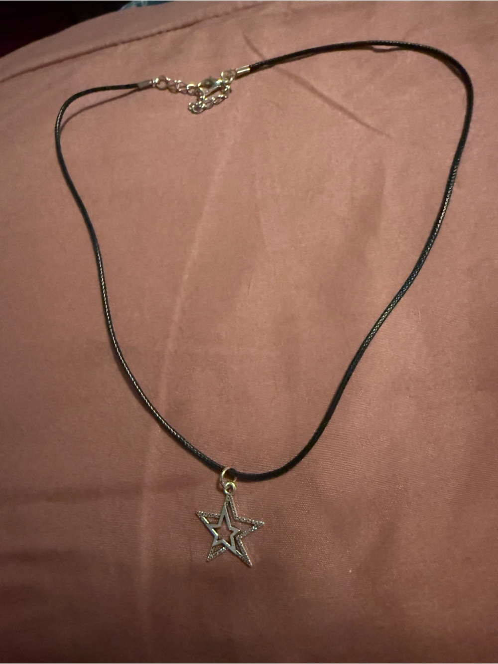 Star Pendant Black Cord Necklace - Unbranded